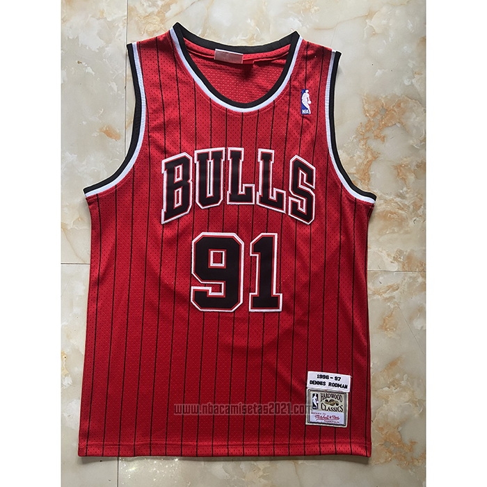 Camiseta Chicago Bulls Dennis Rodman #91 Mitchell & Ness 1996-97 Rojo